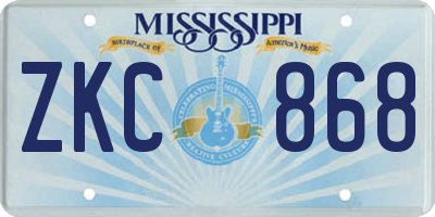 MS license plate ZKC868
