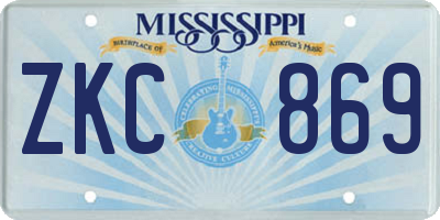 MS license plate ZKC869