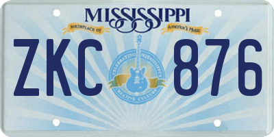 MS license plate ZKC876