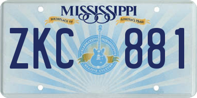MS license plate ZKC881