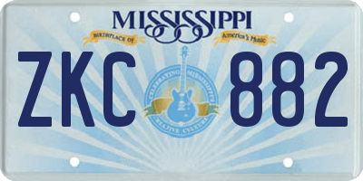 MS license plate ZKC882
