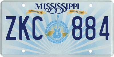 MS license plate ZKC884
