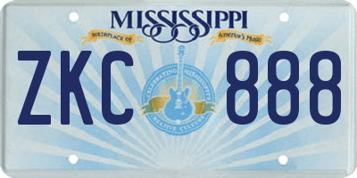 MS license plate ZKC888