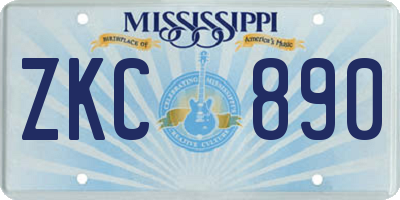 MS license plate ZKC890