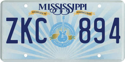 MS license plate ZKC894