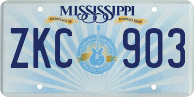 MS license plate ZKC903