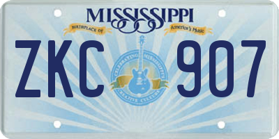 MS license plate ZKC907