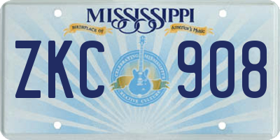MS license plate ZKC908