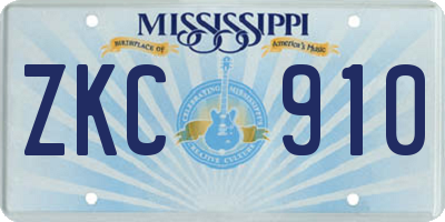MS license plate ZKC910