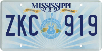 MS license plate ZKC919
