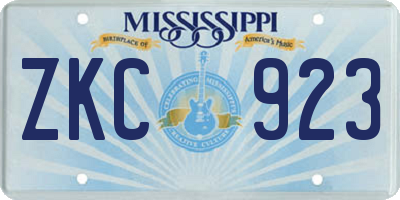 MS license plate ZKC923