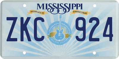 MS license plate ZKC924