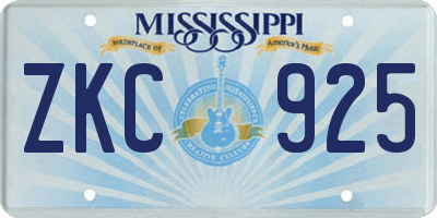 MS license plate ZKC925