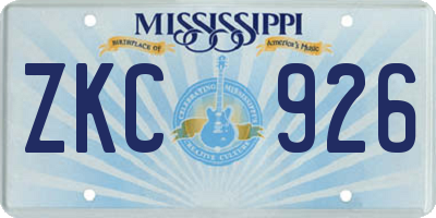 MS license plate ZKC926