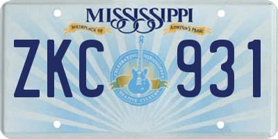 MS license plate ZKC931