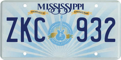 MS license plate ZKC932