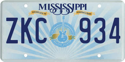 MS license plate ZKC934