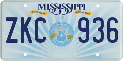 MS license plate ZKC936