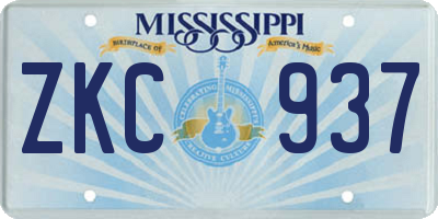MS license plate ZKC937
