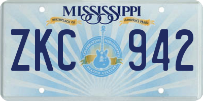 MS license plate ZKC942
