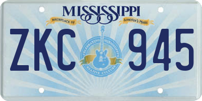 MS license plate ZKC945