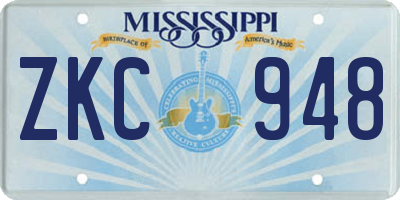 MS license plate ZKC948