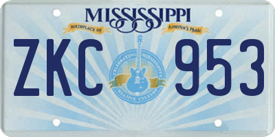MS license plate ZKC953