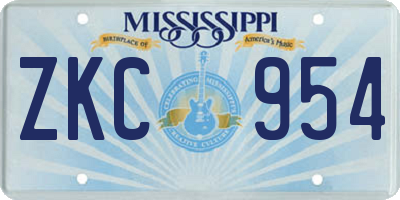MS license plate ZKC954