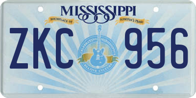 MS license plate ZKC956