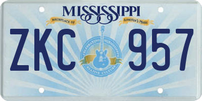 MS license plate ZKC957