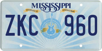 MS license plate ZKC960