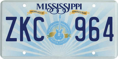 MS license plate ZKC964