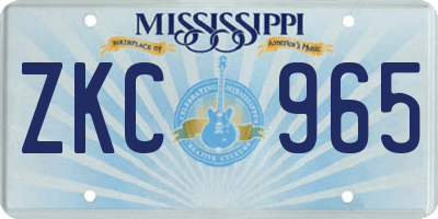 MS license plate ZKC965