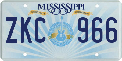 MS license plate ZKC966