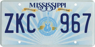 MS license plate ZKC967