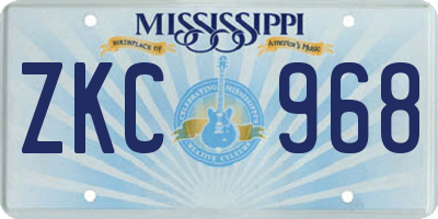 MS license plate ZKC968
