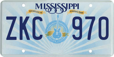 MS license plate ZKC970