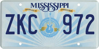 MS license plate ZKC972