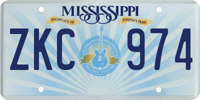 MS license plate ZKC974