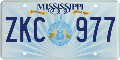 MS license plate ZKC977