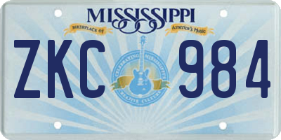 MS license plate ZKC984