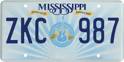 MS license plate ZKC987