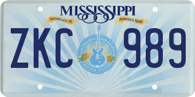 MS license plate ZKC989