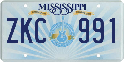 MS license plate ZKC991