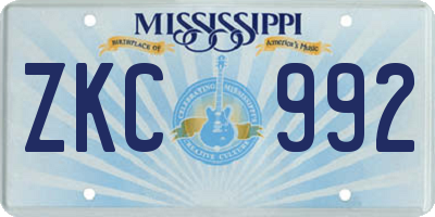 MS license plate ZKC992