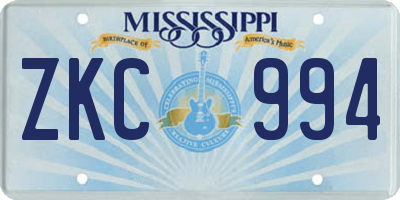 MS license plate ZKC994