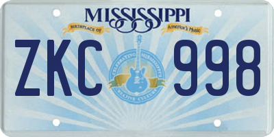 MS license plate ZKC998