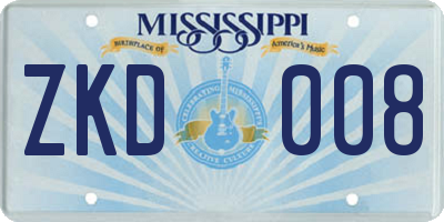 MS license plate ZKD008