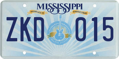 MS license plate ZKD015