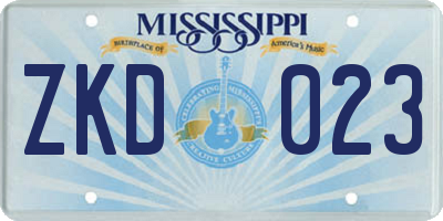 MS license plate ZKD023